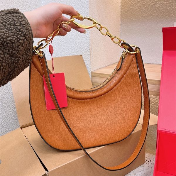

2024 Woman Moon Hobo Designer Shoulder Bags Chain Handbag Lady Hobos Small Totes Purses Leather Multi Colors 5A, Black