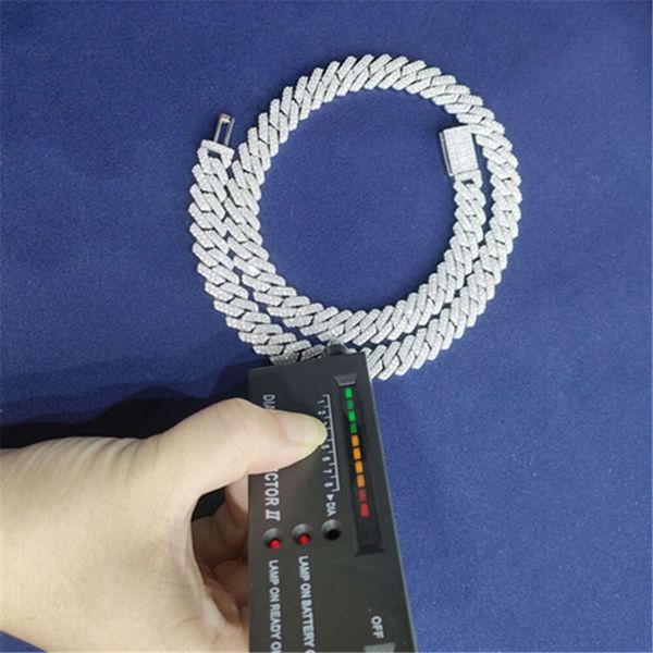 

Latest Design VVS Moissanite Diamond Necklace For Men Mixed Inlaid Gold Plated Iced Out Baguette Cuban Link Chain