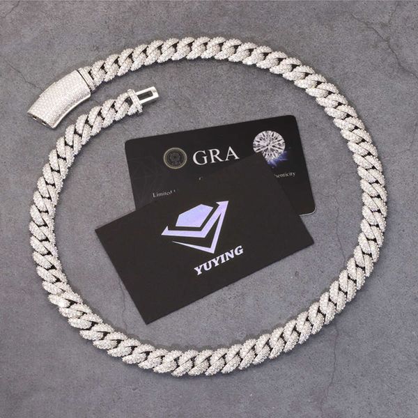 

RTS Passed Diamond Tester 6Mm 9Mm 13Mm Iced Out 2Rows S Sterling Sier Vvs Moissanite Cuban Link Chain Necklace