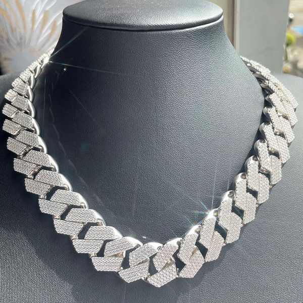 

Hip Hop 20Mm 4Rows Jewelry Heavier Solid Sier Necklace Ice Out Moissanite Cuban Link Chain Necklaces