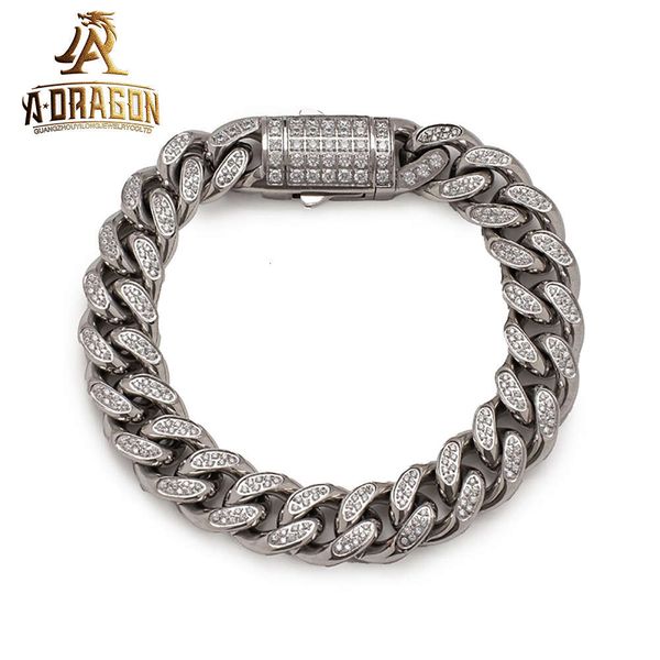 

Factory Custom Hip Hop Thick 19Mm 20Mm 22Mm VVS Moissanite Diamond Link Chain Men OEM Sier Iced Out Cuban Bracelet