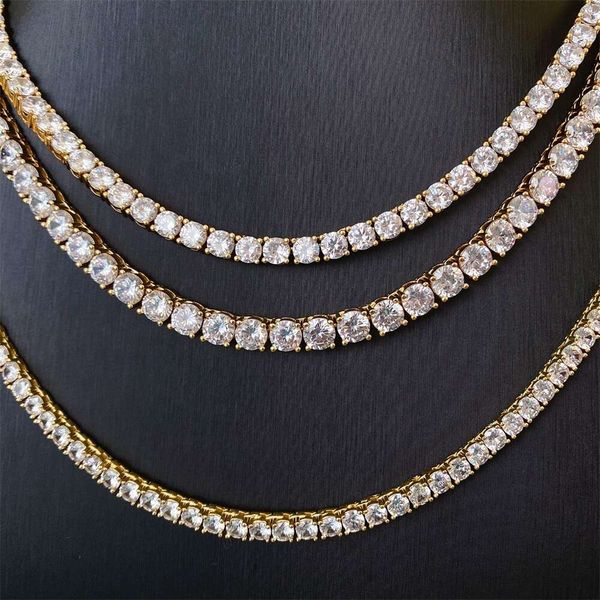 

Classic Style 3Mm 4Mm 5Mm 18Inch Vvs Moissanite Chain Custom Gold Plated Diamond Tennis Necklace