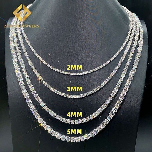 

Hot Sale Hip Hop Iced Out Jewelry Fashion Diamond Necklace S Sier 2Mm 3Mm 4Mm 5Mm Vvs Moissanite Tennis Chain