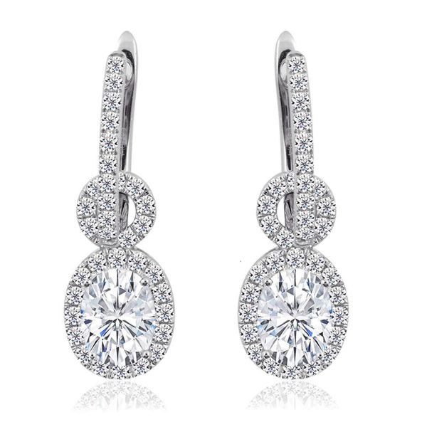 

New Trendy Design Women Engagement Wedding 2Ct Oval Cut 10K Yellow White Gold VVS D Color Moissanite Stud Earrings