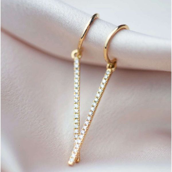 

Long Bar Drop 14K Gold Lab Grown Jewelry Dainty Diamond Dangle Earrings