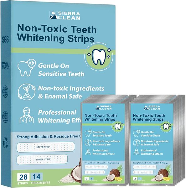 

Sierra Clean Teeth Whitening Strips for Sensitive Teeth 14 Treatments, Enamel Safe Strips, Dentist Recommended 30 Minutes Fast Results