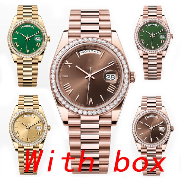 

DAY DATE mens watch With diamond brown dial automatic machine 40mm lady 36mm woman 904L stainless steel strap sapphire hidden folding buckle waterproof Dhgate, 20
