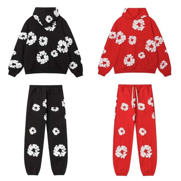 

fashion womens hoodie korean version of the long sleeve casual patchwork color hoodie sweat suit Sports pants sweatsuits green black floral pullover hoodie hoody, Red pants