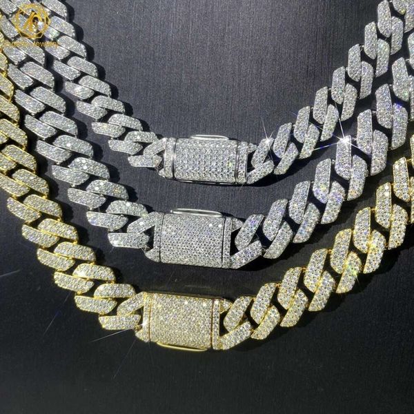 

Wholesale Men Hip Hop Jewelry D Color VVS Moissanite Diamond Gold Plated Sier 14Mm Miami Iced Out Cuban Link Chain