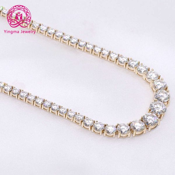 

Jewelry Mix Sizes Stones D Color White Hip Hop Moissanite 14K Solid Yellow Gold Tennis Necklace