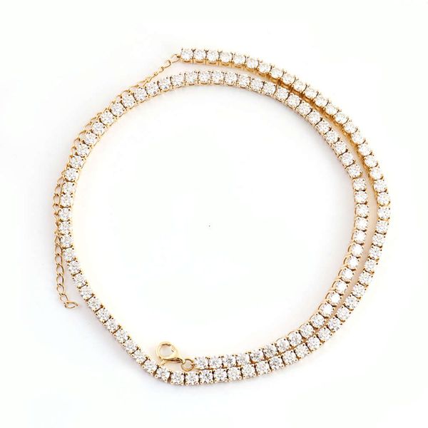 

Hot Selling Style 3Mm Bracelet D VVS Moissanite 35Cm Long Hip Hop Rap Tennis Necklace For Men And Women