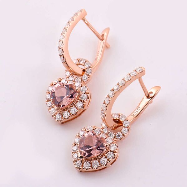 

Sweet Morganite & Moissanite Drop Jewelry 10K Rose Gold Earrings For Women 2020