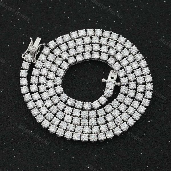 

14K Gold Jewelry For Men Women Vvs Moissanite 3Mm Cluster Tennis Chain Necklace