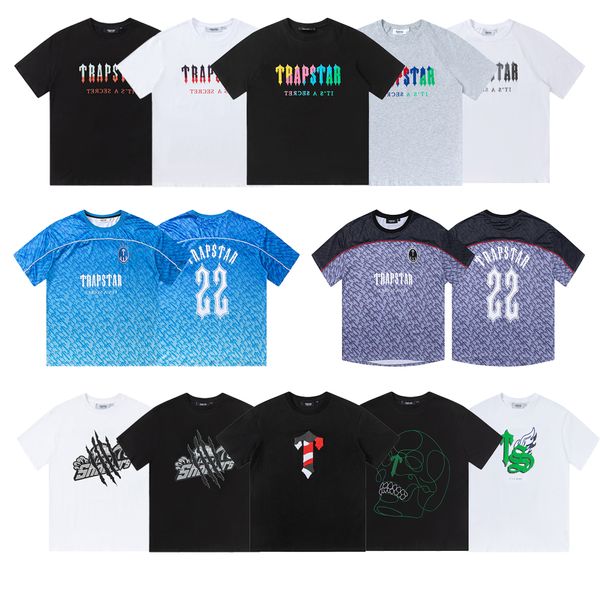 

High Quality Mens t shirts trapstar shirt designer shirts print letter luxury black and white grey rainbow color summer sports fashion top short sleeve A141, 6_color