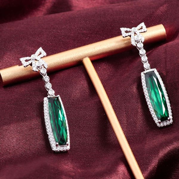

Charming Long Big 18X5mm Lab Emerald Drop Earrings In White Gold For Women 2022