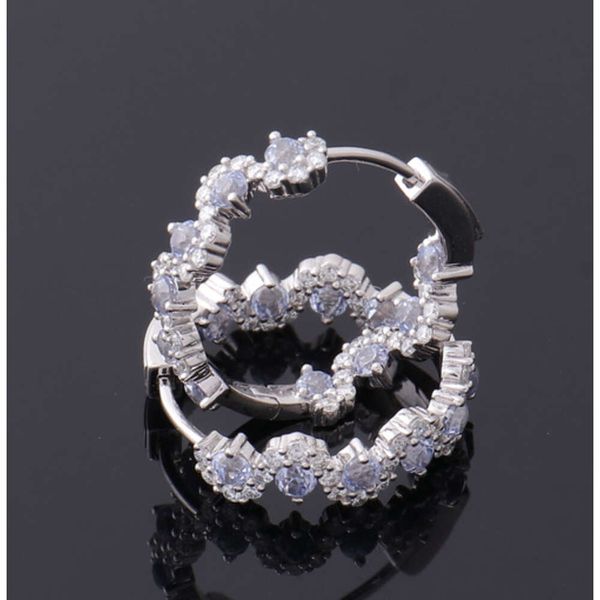 

Provence Jewelry 14K White Gold 1.4Mm Round Brilliant Cut DEF VVS Lab Grown Diamond 2.7Mm Lab Sapphire Earrings