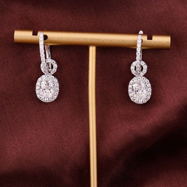 

Provence Gemstone White Gold Oval Round Cut Moissanite Earrings Ladies Gift Party Anniversary Wear