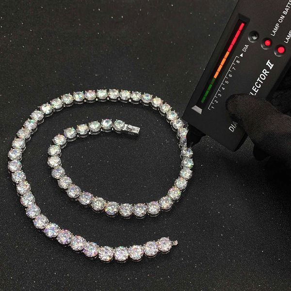 

Iced Out 3Mm 5Mm 6Mm 8Mm Vvs Moissanite Diamond Tennis Sterling Sier Necklace Chain