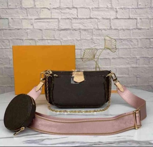 

Designer Locked Three-piece Set Lady Famous Cross Body Shoulder Bags Light Hasp Flap Wallets Women Popular Shopping Handbags, Black