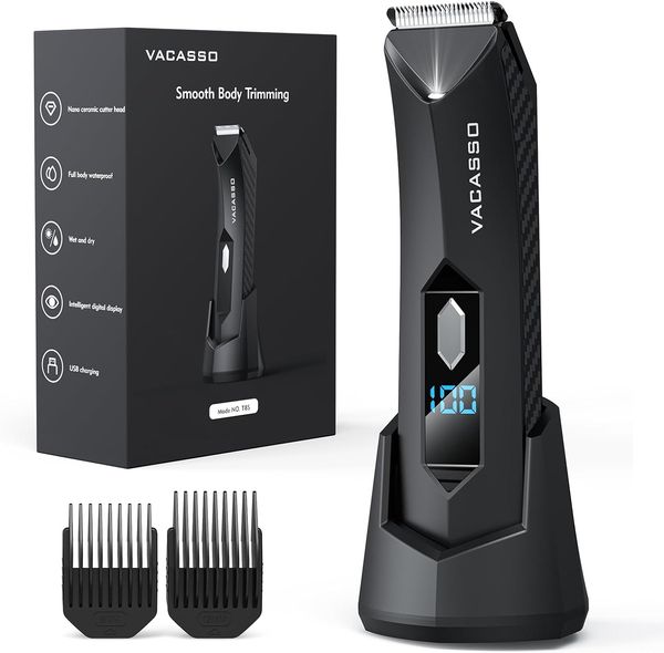 

VACASSO Body Hair Trimmer for Men, Electric Groin Hair Trimmer Ball Shaver w/Light, LED Display, Waterproof.