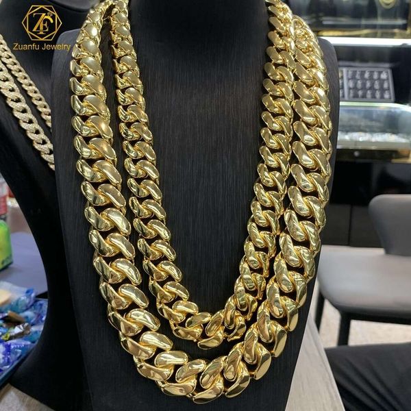 

Custom Non Tarnish Hip Hop Jewelry Gold Plated Sterling Sier Moissanite Iced Out Clasp Miami Cuban Link Chain For Men