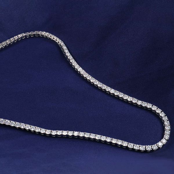 

10K White Gold 2Mm Tennis Chain Fashion Vvs Moissanite Diamond Real Jewelry For Girl