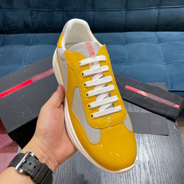 

Americas Cup Sneakers Leather Trainer Patent Flat Black Blue Mesh Nylon Casual Panelled Trainers Breathable with Round Toe Lace Up Low Cut Shoes, Pink