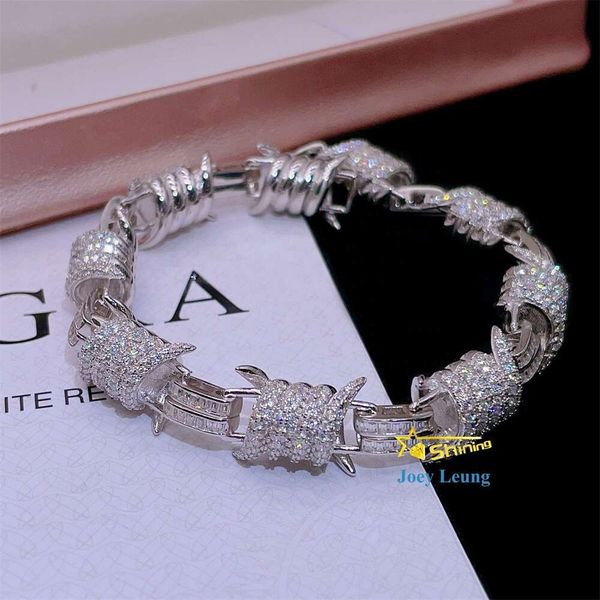 

Fine Jewelry Hip Hop Sier Moissanite Diamond Cluster Iced Out Cuban Link Bracelet Necklace For Men