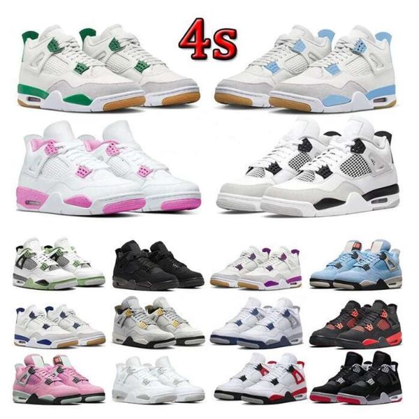 

Jumpman 4 Retro Basketball Shoes Bred Cool Grey Olive Pine Green Military Black Cat UNC White Blue Thunder Seafoam Red Cement Pure Money Sail Pink Thunder Sneaker