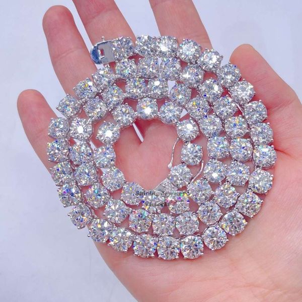 

Sterling Sier White Gold 8Mm Diamond Tennis Chain Hip Hop Men Moissanite Jewelry