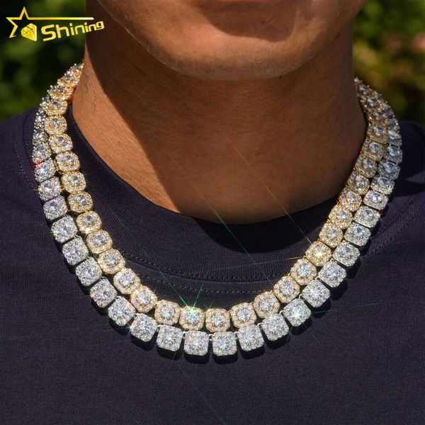 

Hip Hop 10Mm Width S With Cubic Cube Chain Necklace Moissanite Tennis Chain