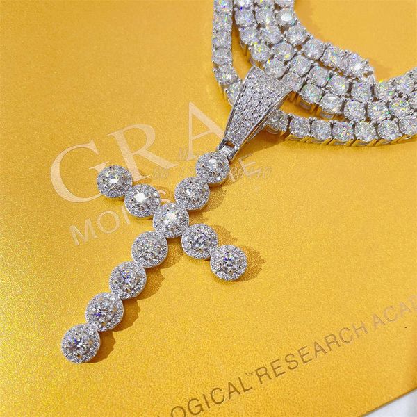 

Sterling Sier Moissanite Diamond Faith Christian Jesus Man Cross Pendant Necklace For Men Women