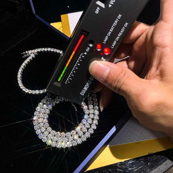 

Fine Link Sier Gold Chain Necklace 3Mm 4Mm 5Mm Moissanite Tennis Jewelry For Women