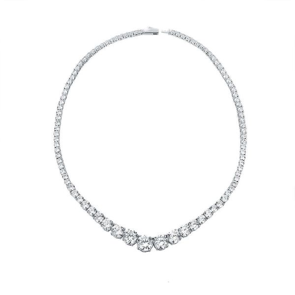 

Fashion Tennis Sterling Sier Super Flash Single Row Diamond Moissanite Jewelry Chain Necklaces For Women