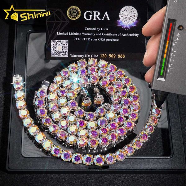 

Pass Diamond Tester GRA Certificate 8Mm Hip Hop Necklace Bracelet Sterling Sier VVS Rainbow Moissanite Tennis Chain