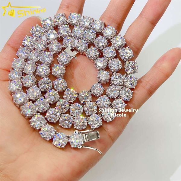 

Custom Top Quality Sterling Sier Hip Hop Necklace GRA Certificate 8Mm Vvs Moissanite Tennis Chain