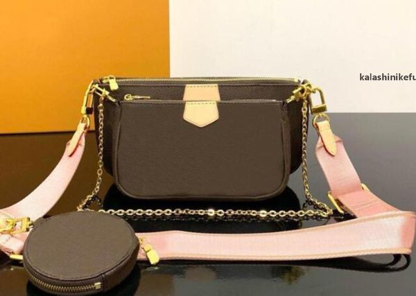 

5A2021 fashion 9913 Evening Bags 3set women handbag Purses Favorite Pochette Accessoires with straps Cosmetic Bags Cases Shoulder Bags tote, Black strap with logo