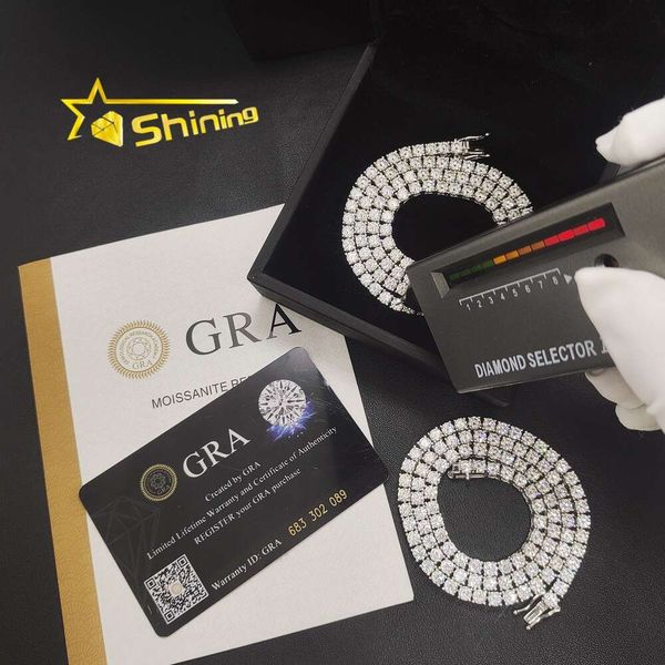 

Pass Diamond Tester VVS D Moissanite Chains Sterling Sier Tennis Necklace