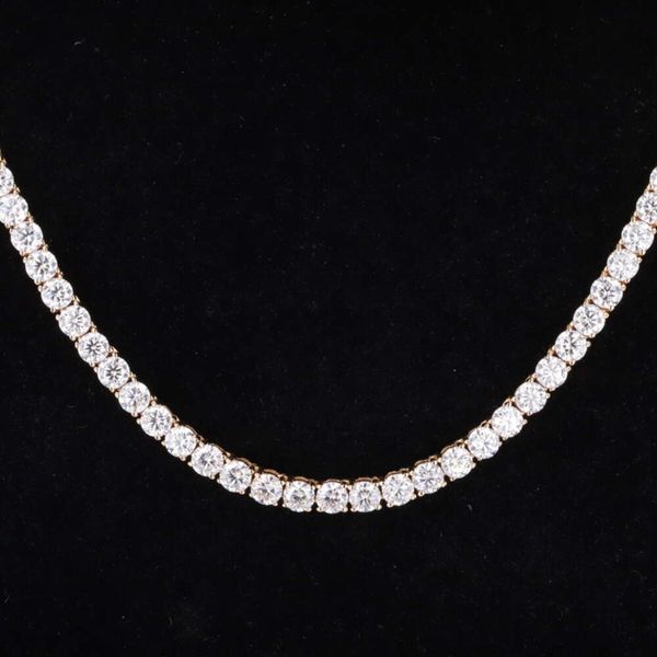 

Hip Hop Chain 14K Solid Gold Round Shape Lab Grown Diamond Tennis Necklace