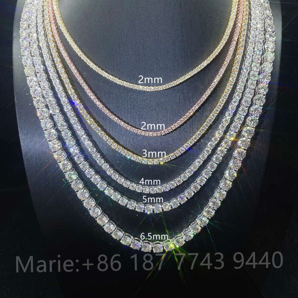 

10K Solid Chain16/16/20/22/24 Inches Real Gold Moissanite Tennis Necklace