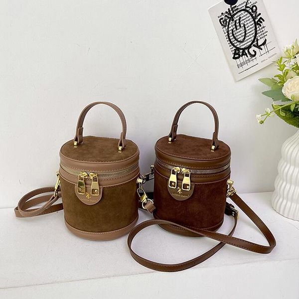 

Fashionable women shoulder bag winter popular frosted cylinder mobile phone bag simple and versatile solid color leather handbag street letters fashion backpack, Burgundy