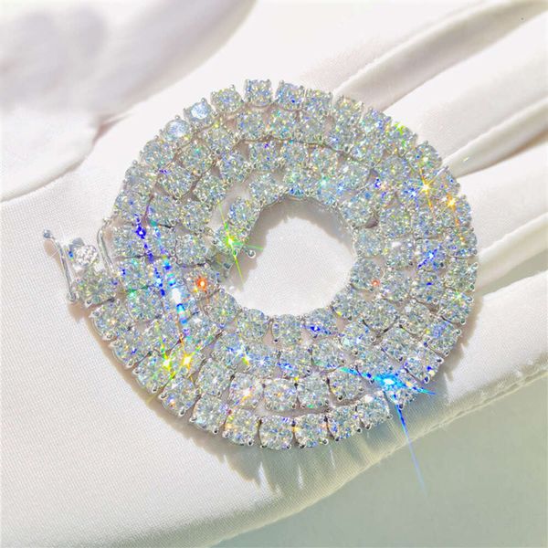 

High End Hip Hop 5Mm Moissanite Sterling Sier Tennis Necklace