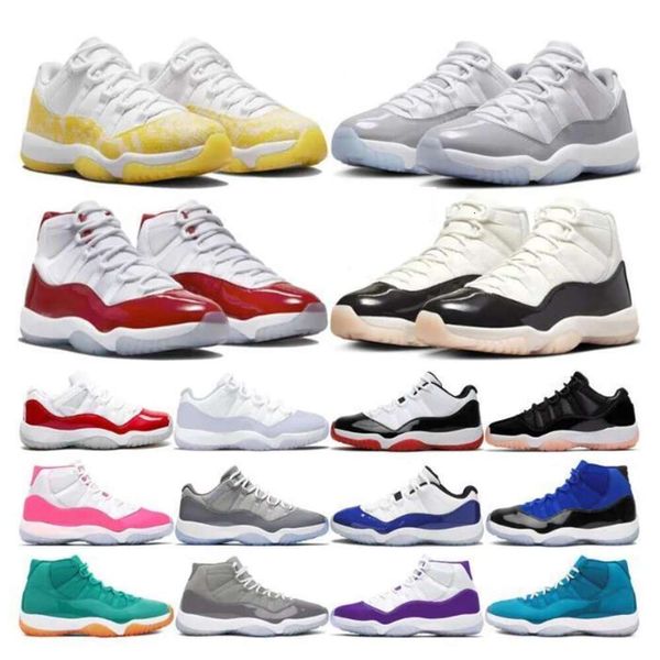 

Jumpman 11 11s Basketball Shoes Cement Cool Grey Yellow Snakeskin Cherry DMP Royal Gamma Blue Low 72-10 Concord Bred Pantone 25th Anniversary Men Women Sneakers