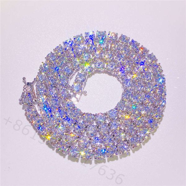 

14K Real Gold Jewelry 5Mm 16" 18 " 20" 22" 24" 26" 28 Inches VVS Moissanite Diamond Tennis Chain Necklace