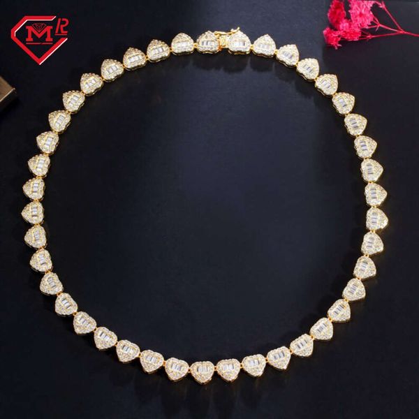 

Hiphop Diamond White/Yellow Gold Plated S Sterling Sier Moissanite Tennis Necklace