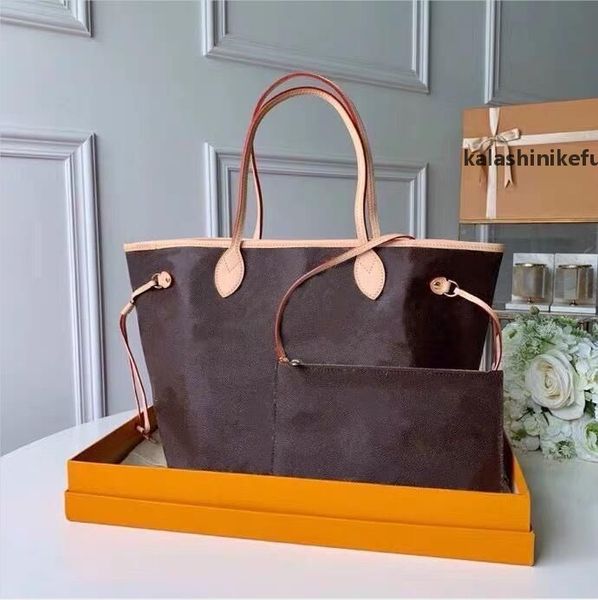 

5A2pcs/set with wallet women bag tote high quality Genuine Leather fashion Handbags composite bags lady purse handbag, Brown flower-light pink