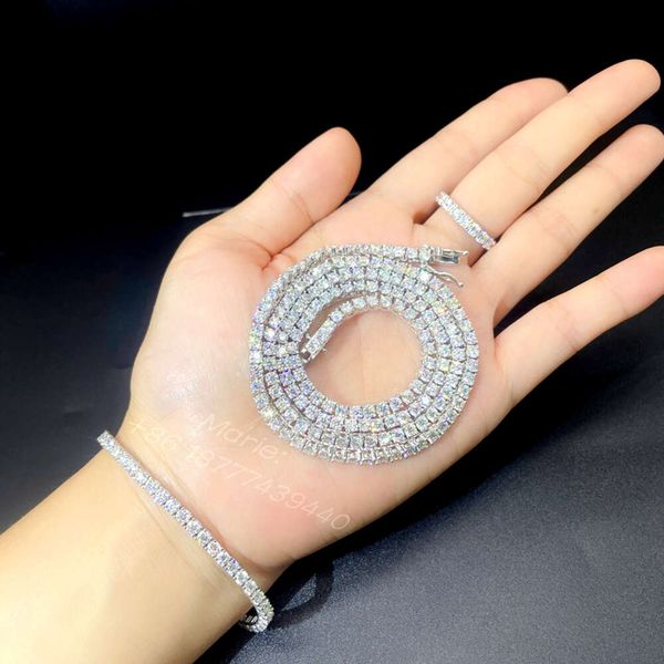 

14K White Gold Plated Fine Jewelry S With Vvs Diamond Ring Bracelet Moissanite Tennis Necklace Sets