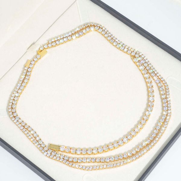 

Fine Jewelry Hip Hop 10K 14K Solid Gold Lab Grown Diamond Cluster Iced Out Tennis Chain Bracelet Necklace For Men Women