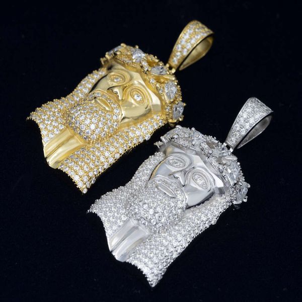 

Religious Gold Plated Ice Crystal Sterling Sier Tennis Chain Pendant