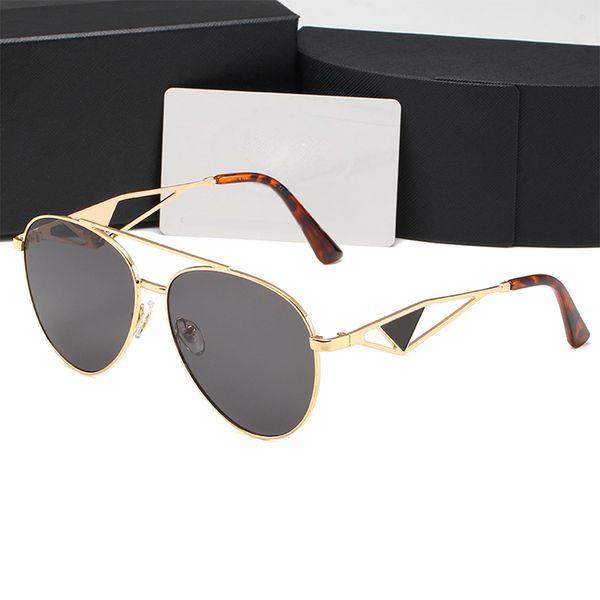 

Designer Sunglasses for Womens Fashion Sunglass Metal Frame Glasses Triangle Print Polarized Adumbral 6 Color Eyeglasses Top Quality